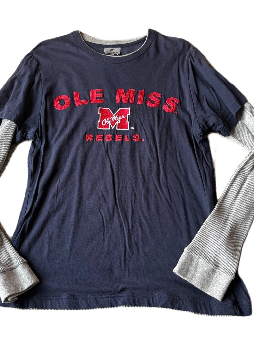Vintage Ole Miss Colosseum Navy Blue Gray Long Sleeve T-shirt Large